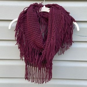 Bass Burgundy Fringe Knit Infinity Scarf